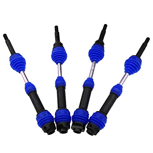 2Pairs Vgoohobby Steel Drive Shaft CVD Dogbon Front Rear Driveshaft Compatible with Traxxas Slash 4X4 Stampede Rustler Hoss VXL 4X4 RC Truck Car (Blue) - color: Blue