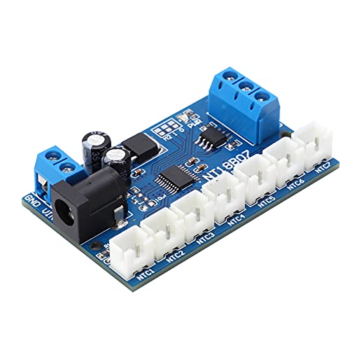 RS485 Temperature Sensor Module, Industrial Grade 7 Channel Temperature Measurement Board with Wide Voltage Range 6?24V for PLC Systems and Automation Control