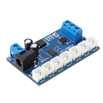 RS485 Temperature Sensor Module, Industrial Grade 7 Channel Temperature Measurement Board with Wide Voltage Range 6?24V for PLC Systems and Automation Control
