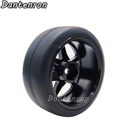 1/10 RC Drift Aluminum Wheels and Tires OD 65mm 1/12 Hard Drift Racing Tyres 12mm Hex for 1:10 Rally Street On Road Touring Car Tamiya TT01 TT02 XV01 TA06 A959 PTG2 KYOSHO 4PCS (Black) - color: Black