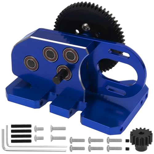 ShareGoo Aluminum 2Low Gearbox Middle Transmission w/Overdrive Gear for LCG Chassis Compatible with Axial SCX10 II III 90046 Capra TRX4 1/10 RC Crawler (Blue) - color: Blue