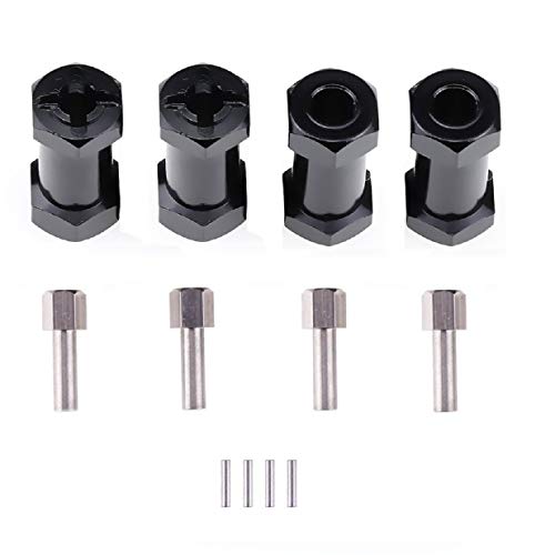 4PCS ShareGoo 12mm Aluminum Wheel Hex Hub 25mm Offset Extension Hex Drive Adapter Combiner Coupler Conversion Compatible with Axial SCX10 CC01 Jeep Wrangler D90 Wraith 1/10 RC Crawler,Black