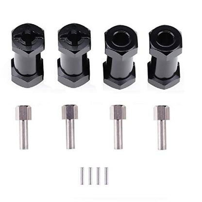 4PCS ShareGoo 12mm Aluminum Wheel Hex Hub 25mm Offset Extension Hex Drive Adapter Combiner Coupler Conversion Compatible with Axial SCX10 CC01 Jeep Wrangler D90 Wraith 1/10 RC Crawler,Black