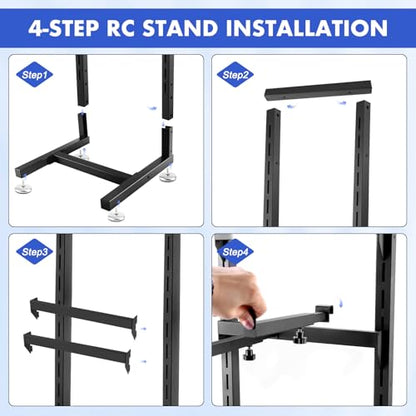 Multilayer Storage Rack Shelf Display Stand for RC Model Cars | Quick assembly, multi-scale fits for 1/10-1/24 TRX4 SCX10 TRX4M SCX24, expandable side holes for hanging RC tools - size: 7.87" x 9.45" x 23.62"