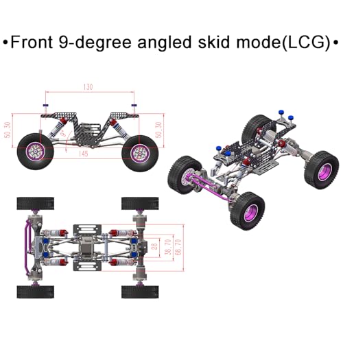 Blue Forged Carbon Fiber LCG Chassis Kit High Gloss Frame Rail for Redcat Ascent-18 1/18 Scale RC Rock Crawler Upgrades - style: Carbon Fiber