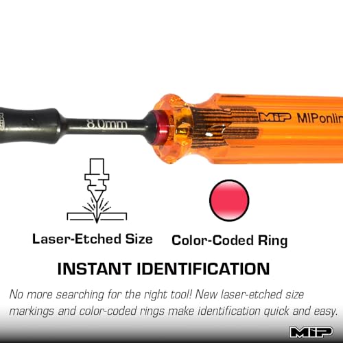 MIP 9805 8.0mm Metric Hex Nut Driver RC Tool – Precision Grip Hex Screwdriver with Deep Socket for RC Car Repair, Made 100% in USA - size: 8.0mm