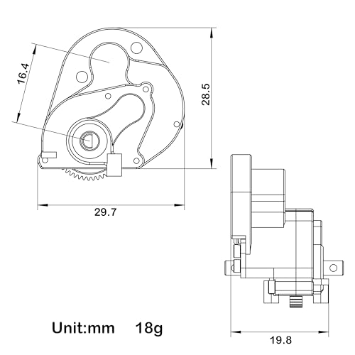 MEUS Racing SCX24 Transmission Aluminum Complete Gearbox for 1/24 Axial SCX24 RC Crawler (Brushless, Black)