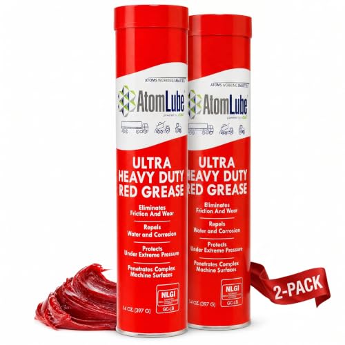 Ultra Heavy Duty Red Grease, 2-Pack of 14 oz Tubes | High Temp Waterproof NLGI# 2 Lithium Wheel Bearing Grease for Trucking, Automotive, Trailers, & Agricultral Equipment - size: 2-Pack