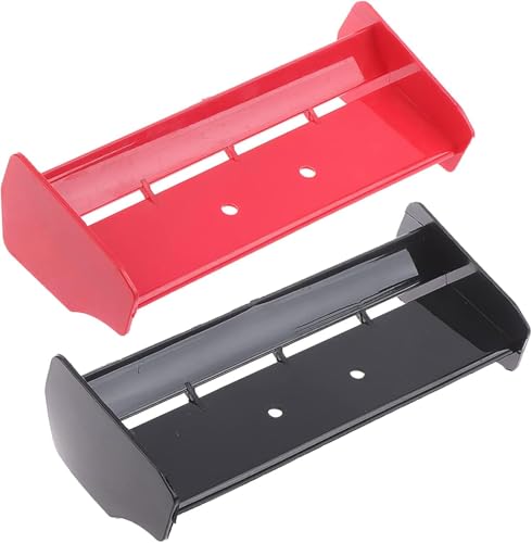 2 Pack 1/10 RC Plastic Rear Spoiler Compatible with 1:10 Scale RC Off-Road Short Course Truck Buggy Racing Rear Wing Tail (Black/Red) - color: Black/Red