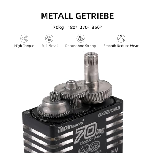 70KG High Torque,GX3270BLS Digital RC Servo, 180/270/360 Degree Metal Gear, IP68 Brushless Motor, Black (4PCS 180 Degree) - style: 4PCS 180 Degree