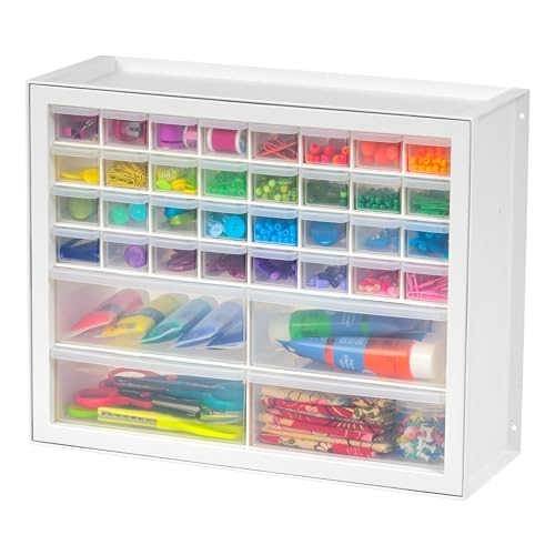 IRIS USA 36-Drawer Storage Cabinet, Bead Craft Supplies, Made in USA, White | Wall mountable, Stackable, Hardware, Electronics, Teacher Toolbox, Small Parts - color: White, size: 36 Drawer