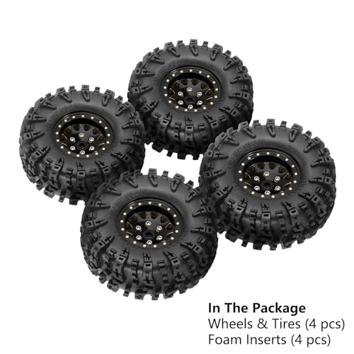 INJORA 1.3" Swamp Claw Tires 70 * 27mm & Wheel for 1/18 1/24 RC(Black Gold) - color: Black Gold