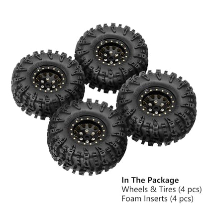 INJORA 1.3" Swamp Claw Tires 70 * 27mm & Wheel for 1/18 1/24 RC(Black Gold) - color: Black Gold