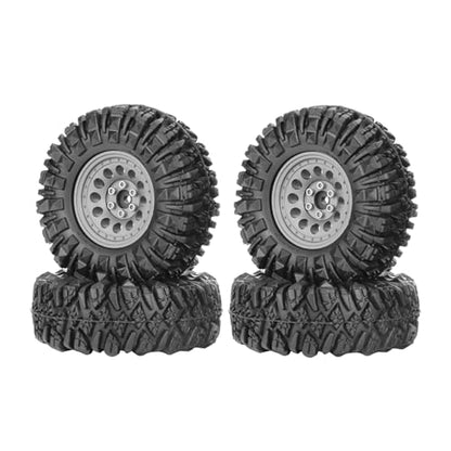 4PCS 1.3" Aluminum Alloy Beadlock Wheel Rims All-Terrain Tyre 70mm Rubber Tires Set with 5mm & 7mm Hex for 1/12 1/14 1/18 1/24 RC Rock Crawler Car Upgrade Parts (B-Gray) - color: B-gray