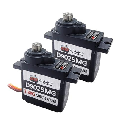 GOTECK 2PCS D9025MG 9g Mini Servo, Micro Full Metal Gear Digital Servo,with Metal Horn for RC Car Model Boat Fixed-Wing Helicopter Airplane Robot Toy - color: Gs9025mg