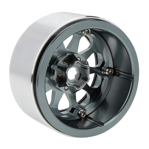MEUS RACING 2.2 Beadlock Wheels Rims Deep-Dish Wheel for Axial SCX10 Traxxas TRX4 Vanquish VS4-10 Redcat Gen8 1/10 RC Crawler Upgrades (Titanium) - color: Titanium