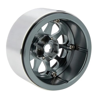 MEUS RACING 2.2 Beadlock Wheels Rims Deep-Dish Wheel for Axial SCX10 Traxxas TRX4 Vanquish VS4-10 Redcat Gen8 1/10 RC Crawler Upgrades (Titanium) - color: Titanium
