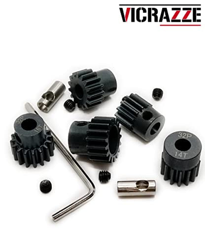 32p 5mm Pinion Gear Set 13T 14T 15T 16T 17T for RC Buggy Car Monster Truck | High-strength hardened steel,with 1/8 inch(3.175mm) Coupler and hex Key,Wear Resistance