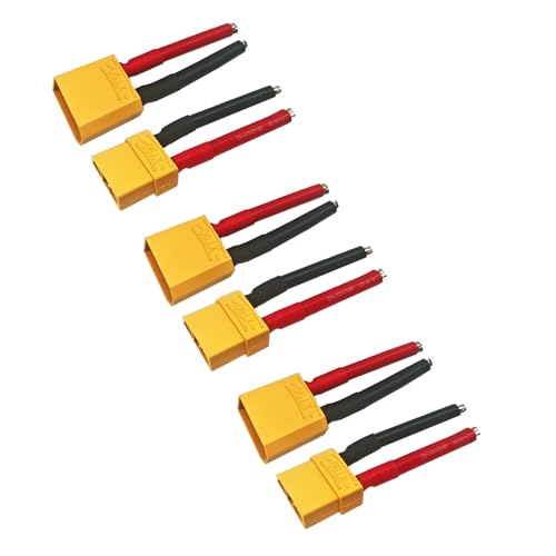 3 Pairs XT90 Pigtail,XT90 Wire XT90 Plug Male and Female Connector | with 5cm 10AWG Silicone Wire for RC Lipo Battery FPV Racing Drone - size: 10AWG XT90