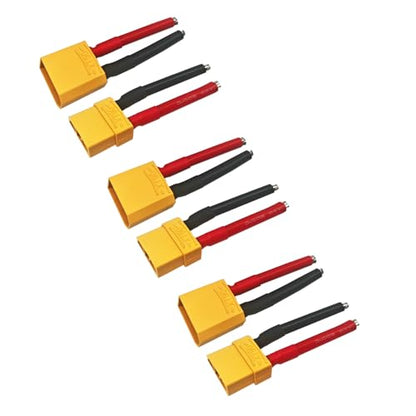 3 Pairs XT90 Pigtail,XT90 Wire XT90 Plug Male and Female Connector | with 5cm 10AWG Silicone Wire for RC Lipo Battery FPV Racing Drone - size: 10AWG XT90