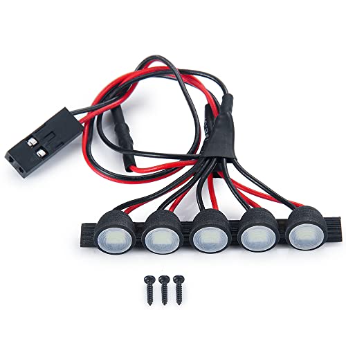1/24th RC Car Headlights LED Round Roof Rack Lights Lamp White Upgrades for Axial SCX24 AXI00006 Bronco RC Crawler Truck Car Accessories Parts