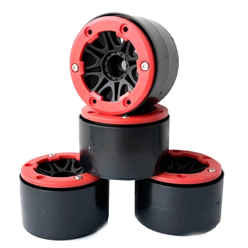 4PCS Plastic 2.2 Inch Beadlock Wheel Rim Wheel Hub 12mm Hex for 1/10 RC Off Road Rock Crawler Car for Axial SCX10 90046 TRX4 Wraith RR10 RBX10 Yeti Capra 2.2Inch Tires(8Holes-Red) - color: 8holes-red