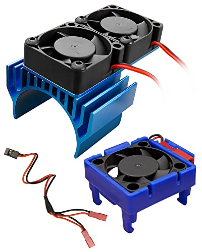 VXL-3s ESC Cooling Fan and Motor Dual Fan Set Compatible with Traxxas | Compatible with Slash 4x4 Stampede 4x4 Rustler 4x4 Hoss 4×4 Velineon VXL 3s Heat Sink, Blue - color: Blue ESC Cooling Fan and Motor Cooling Fan