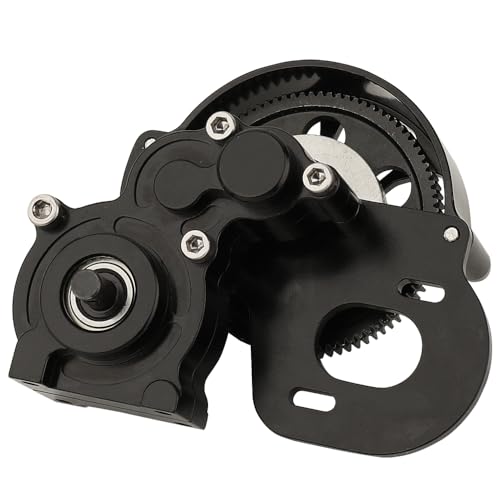 Full Metal Transmission Assembled Gearbox with Steel Gear Set Compatible with Axial SCX10 I II 1/10 RC Crawler Upgrade Parts,Half Open Shell - color: Black