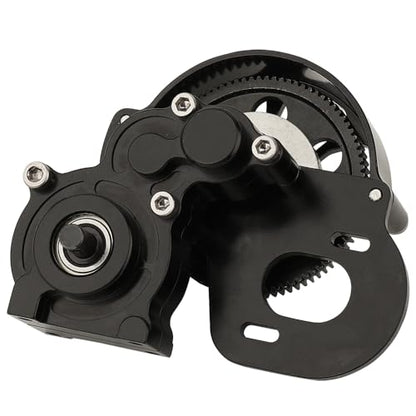Full Metal Transmission Assembled Gearbox with Steel Gear Set Compatible with Axial SCX10 I II 1/10 RC Crawler Upgrade Parts,Half Open Shell - color: Black