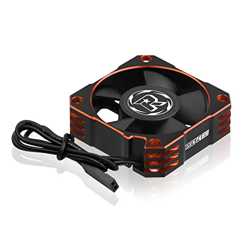 RC Cooling Fan 1/10 35mm 21000RPM 8.4V Aluminum ESC Motor Cooling Fan Heatsink for RC Car 1/8 1/10 Scale 3650,3660,3670 Brushless Motor (Black+Orange) - color: 35mm Orange Black