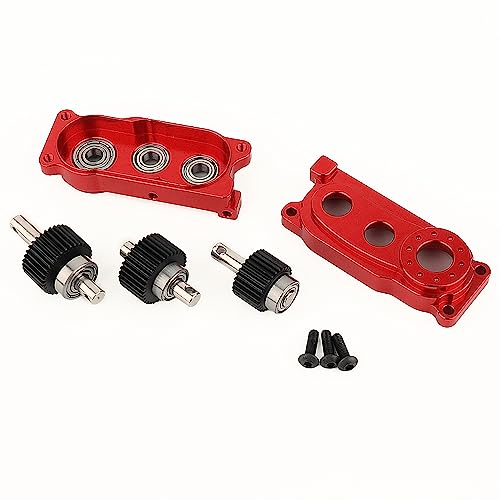 All Metal Front Planetary Motor Transmission Prefixal Gearbox Transfer Case with Hardened Steel Drive Shaft for 1/10 RC Crawler Car Axial SCX10 & SCX10 II 90046 Upgrade Parts (red) - color: Red
