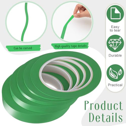 Xuniea 5 Rolls Fine Line Vinyl Tape, 1/16, 1/8, 1/4, 1/2, 3/4 Inch, Green | Masking Tape Automotive Car Auto Paint for Curves, High Temperature Vinyl Low Tack - color: Green, size: 1/16, 1/8,1/4, 1/2, 3/4 Inch