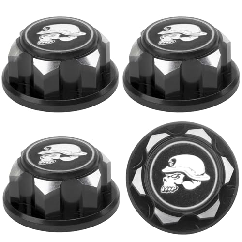 17mm Hex Wheel Nuts Adapter Dustproof Caps 1.25 Thread Compatible with Traxxas X-Maxx Summit E-Revo HPI HSP Losi Kyosho Tamiya Himoto 1/8 RC Buggy Car (Black) - color: Black