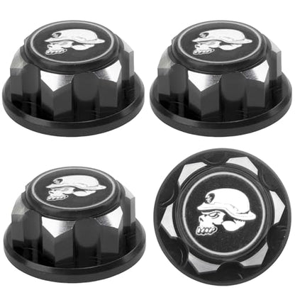 17mm Hex Wheel Nuts Adapter Dustproof Caps 1.25 Thread Compatible with Traxxas X-Maxx Summit E-Revo HPI HSP Losi Kyosho Tamiya Himoto 1/8 RC Buggy Car (Black) - color: Black