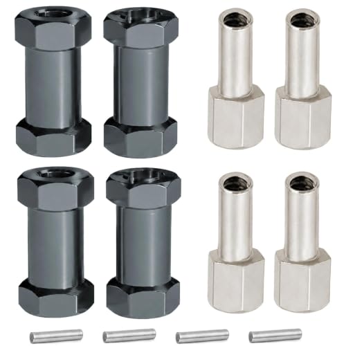 4PCS 12mm Hex Hub 25mm Aluminum Extension Hex for Axial SCX10 D90 90046 | 25mm CNC Wheel Hex Extenders for 1/10 RC Crawlers Redcat Gen7/Gen8 CC01 RC4WD Wider Stance & Tire Clearance with M4 Nuts Pins - color: Titanium