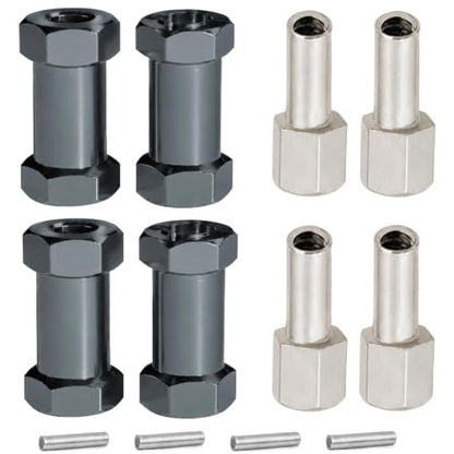 4PCS 12mm Hex Hub 25mm Aluminum Extension Hex for Axial SCX10 D90 90046 | 25mm CNC Wheel Hex Extenders for 1/10 RC Crawlers Redcat Gen7/Gen8 CC01 RC4WD Wider Stance & Tire Clearance with M4 Nuts Pins - color: Titanium