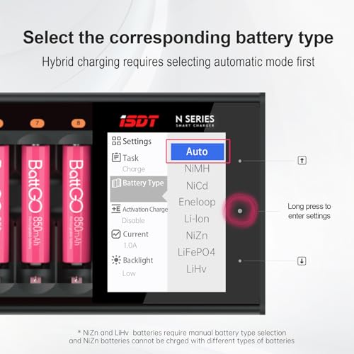 ISDT N Series 16 Bay Smart Battery Charger for AA AAA NiMh/NiCd/NiZn Rechargeable Batteries, Fast Charging Station with Discharging, Analysis and Activation