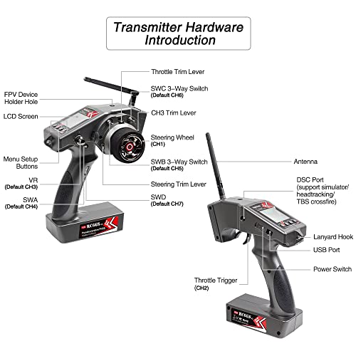 Radiolink RC6GS V3 2.4G 7 Channel RC Radio Transmitter and Gyro Receiver R7FG New Upgrade Remote Controller for RC Car Boat