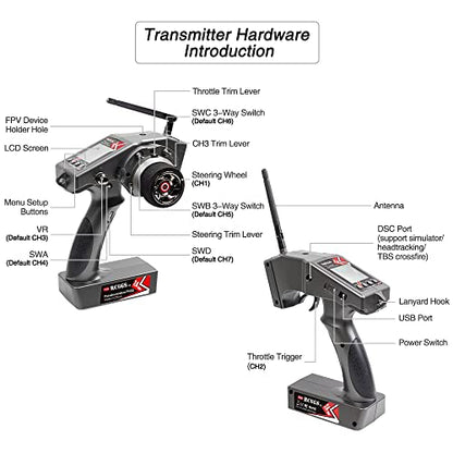 Radiolink RC6GS V3 2.4G 7 Channel RC Radio Transmitter and Gyro Receiver R7FG New Upgrade Remote Controller for RC Car Boat