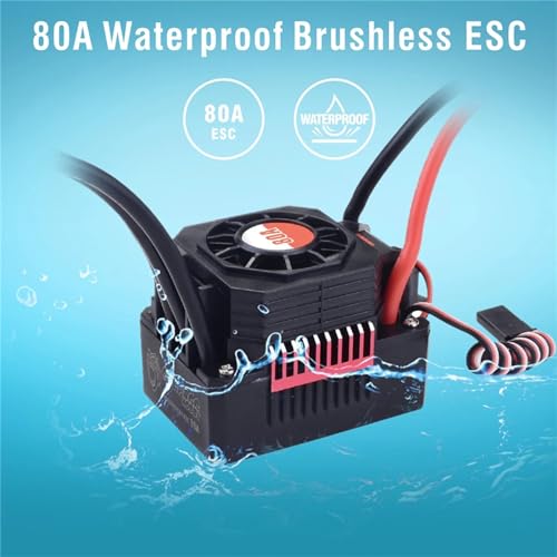 2-3S 80A Waterpoof Brushless ESC Speed Controller BEC 6.1V 3A for T Plug for 1/10 1/8 RC Car - color: 80a T Plug