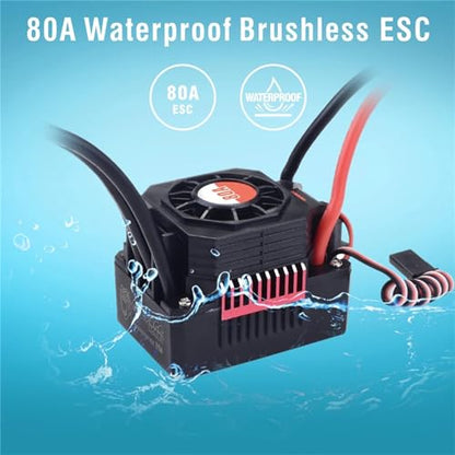 2-3S 80A Waterpoof Brushless ESC Speed Controller BEC 6.1V 3A for T Plug for 1/10 1/8 RC Car - color: 80a T Plug