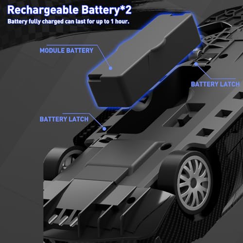 1:20 RC Drift Car for Kids,4WD 2.4GHz 30KM/H High Speed Remote Control Car, Racing Sport Toy Car with LED Lights,Drifting Tires＆2 Batteries (Blue) - color: Blue