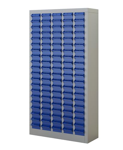 100-Drawer Small Parts Cabinet, Bolt Bins Organizer for Shop, Alloy Steel Frame & ABS Drawers Hardware Storage Cabinet with Label Stickers & Drawer Dividers for Garage Workshop