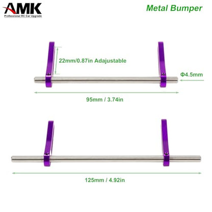 AMK Adjustable 1/10 Scale Bumper Mount Front Rear, Metal Bumper Kit with Modular Fairlead D-Ring Tow Strap for RC Crawler Axial SCX10 Element Enduro Gen7 Gen8 TRX6 TRX4 Upgrades (Purple) - color: Purple