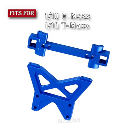 RC Front Rear Shock Tower Shock Mounts Upgrades Part for 1/10 E-MAXX T-Maxx,2PCS Aluminum Shock Tower Shock Hops up,Navy Blue,Replace Part #4917R - color: Navy Blue - (Shock Mounts)