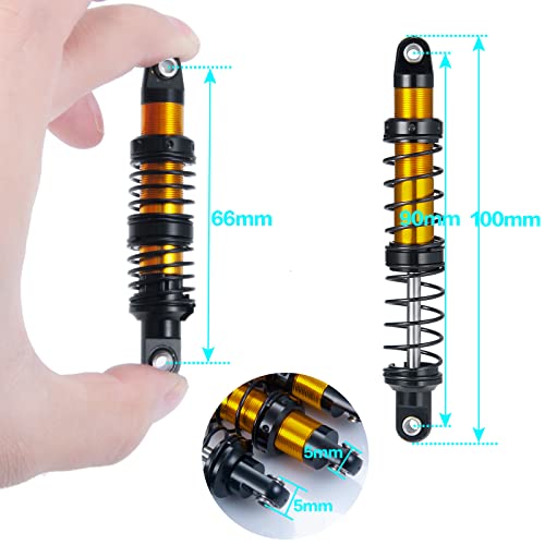 Que-T 4pcs Aluminum Alloy RC Shock Absorber for Axial Scx10 90046 D90 Trx4 Wraith 1/10 Crawler Car (90mm) - size: 90mm