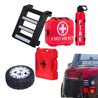 Mini Off-Roading Essential Gear Bumper Magnets,Wobbly Wadder Magnetic Little Ladder 5-in-1 Kit for Offroad Fans, Funny SUV Truck Emblems Sticker - color: Red Aid Box 5in1 Set