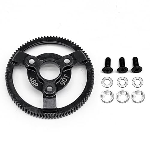 RC 48P 90T Spur Gear Hardened Steel Spur Gear Upgrades Part for Traxxas 1/10 Slash Stampede Rustler Bandit 2WD VXL XL-5 F-150 SVT, (90T) - size: 48P-Spur Gear-90T
