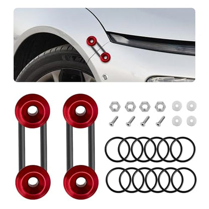 KVAEY Bumper Quick Release, JDM Front Rear Bumper Fasteners with Stainless Steel Screw Rubber O-Ring Washers, Universal Car Bumper Quick Release Tabs Trunk Bend Fenders Holders Kit (Red) - color: Red