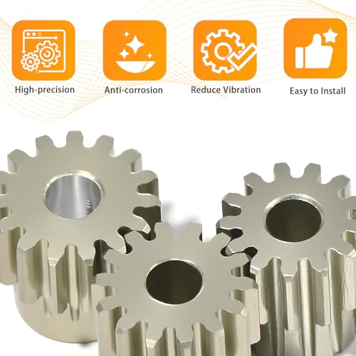 3PCS 0.6M Pinion Gear 13T 14T 15T Set, 7075 Aluminum Alloy 0.6Mod RC Motor Gears with 3.175mm Bore for 540 550 Brushed Brushless Motors, Compatible with 1/10 Tamiya Redcat HSP HPI RC Cars - size: 13 14 15T